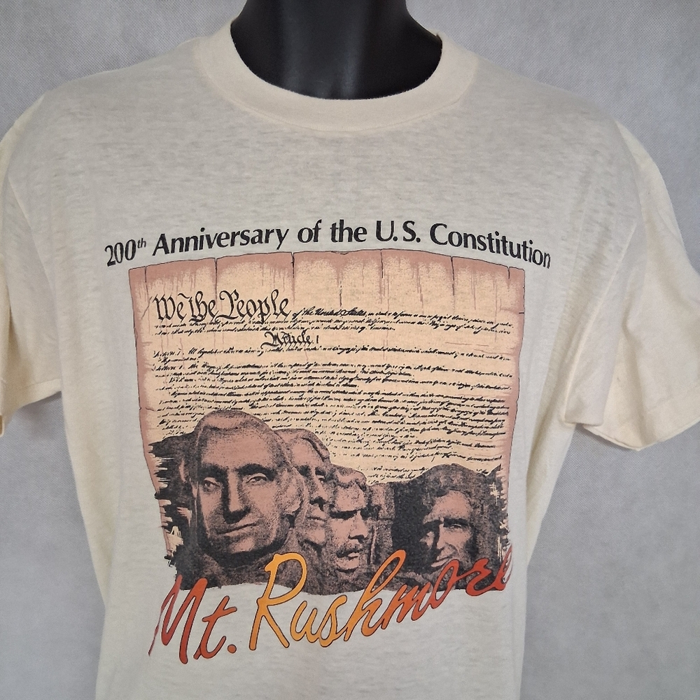 1987 Sherry T-Shirt Single Stitch XL Ivory 200th Anniversary of the Constitution